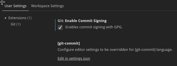 Enable Commit Signin on VSCode